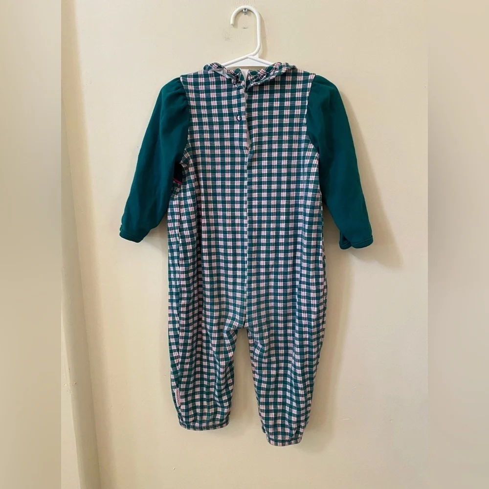 Vintage Healthtex Jumper 24 MO Embroidered Bunny Plaid Collar 100% Cotton